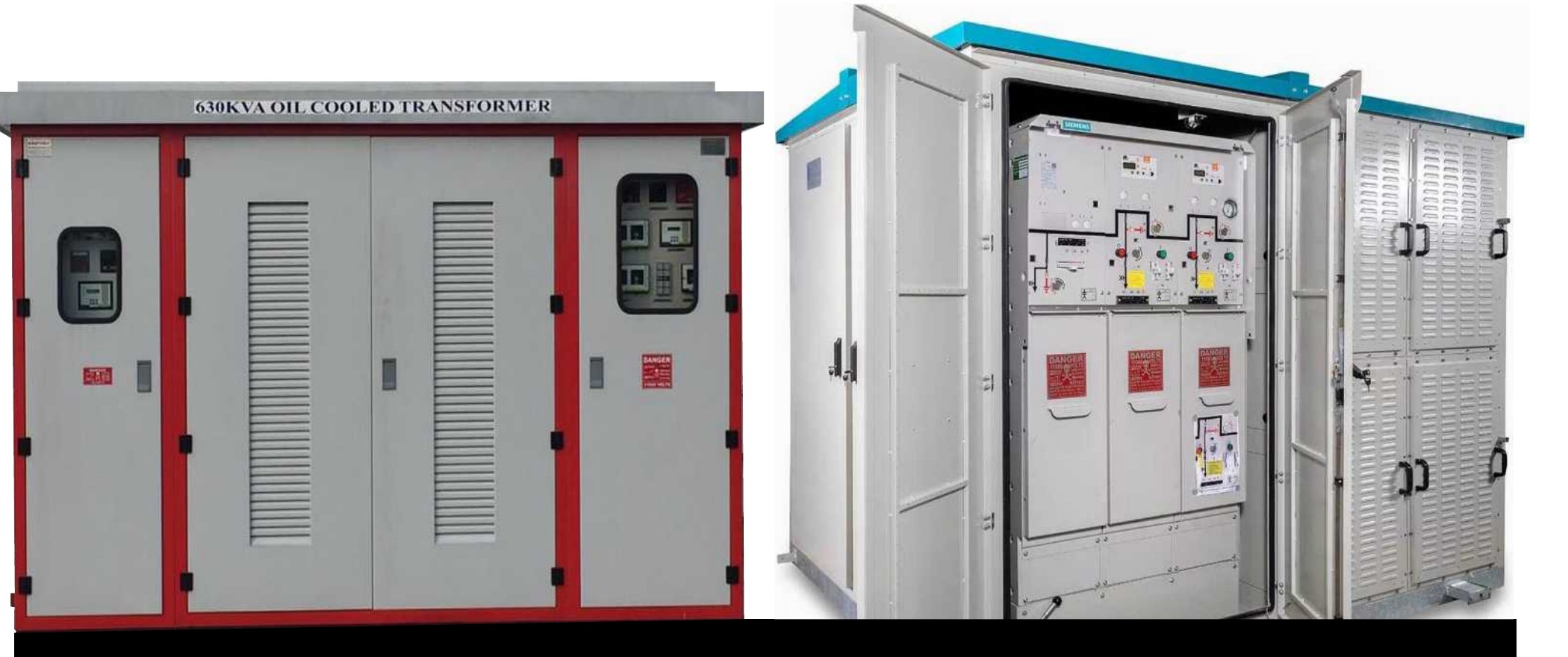 Compact substation — oil-cooled transformer and walk-in kiosk switchgear